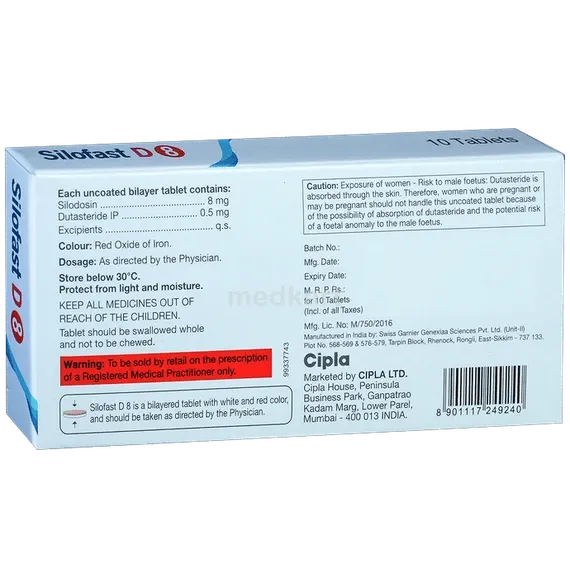 silofast d 8mg tablet 10's